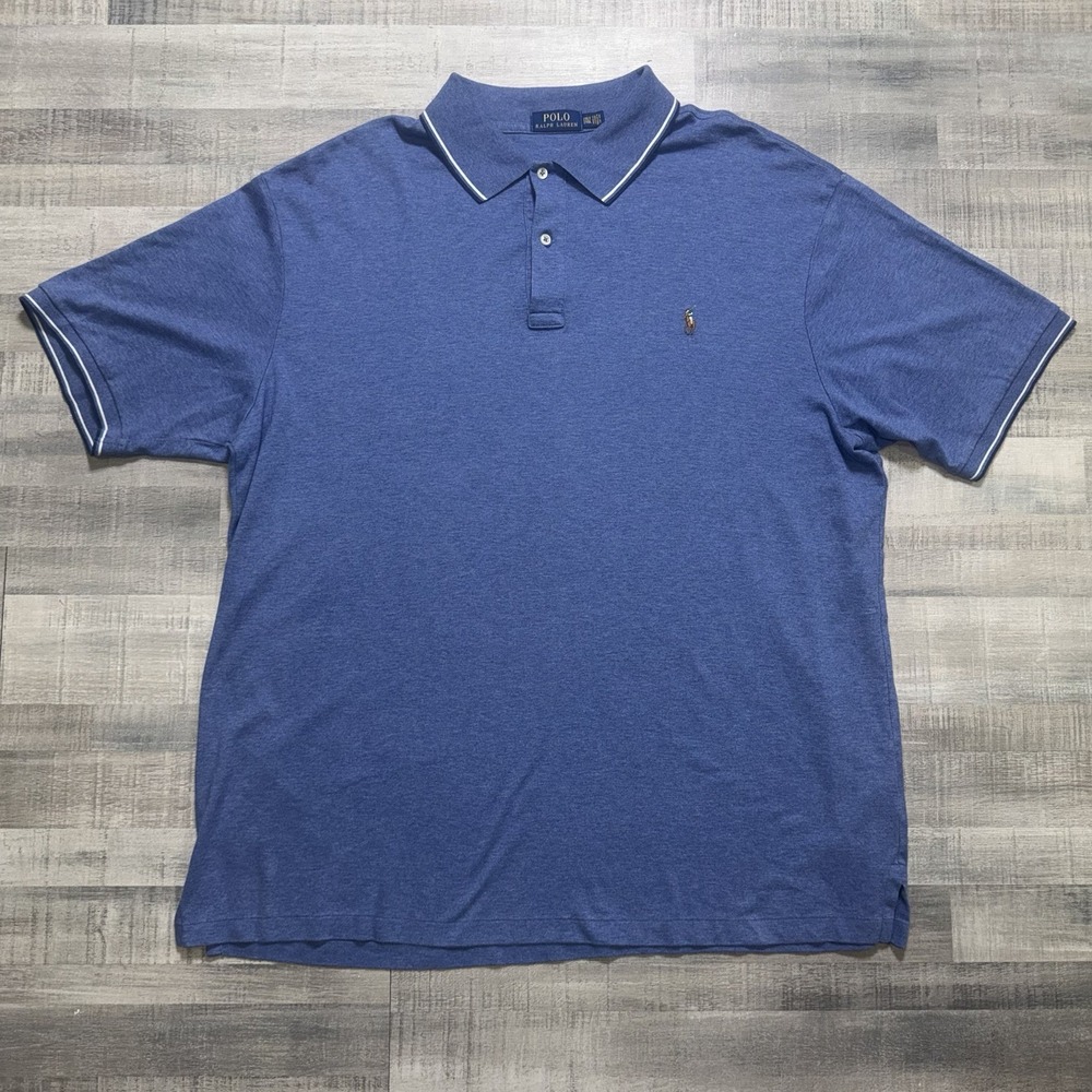 Polo Ralph Lauren Polo Shirt Mens 2XLT Blue Stretch Cotton Big Tall Pony Logo